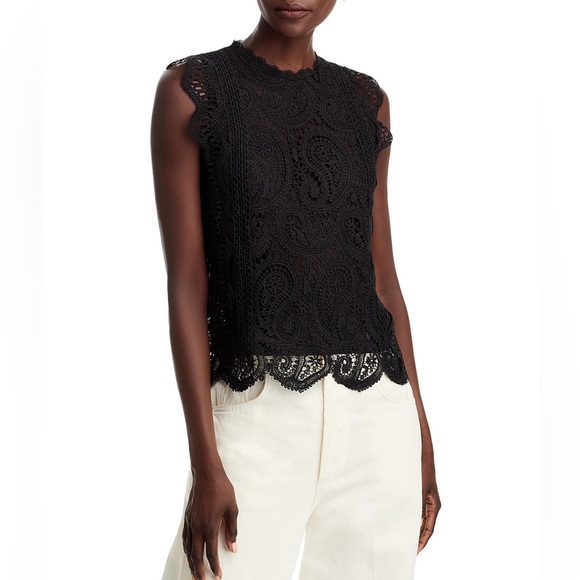 Aqua Tops - AQUA Bloomingdale’s Paisley Lace Top Work Date Night Blouse 🖤